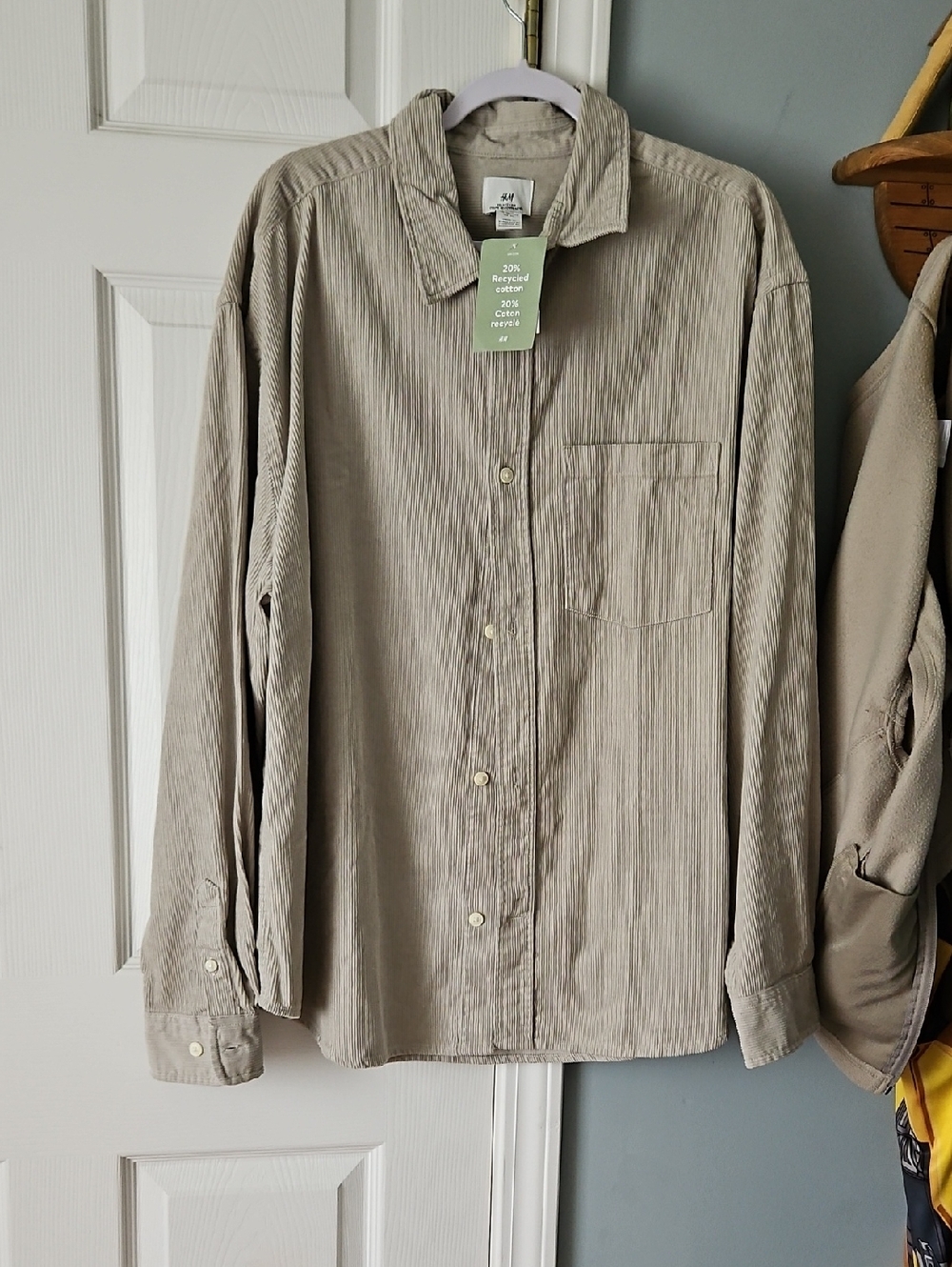 H&M Light Gray Corduroy Long-Sleeve Shirt